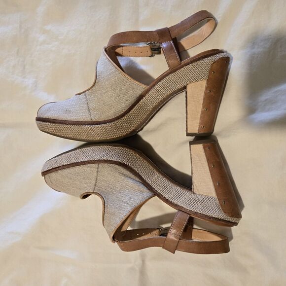 Timberland Marge Heel Peep Toe Shoe Sandal Tan Brown 9 Y2K - Picture 7 of 14